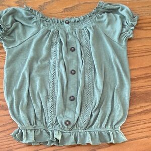 Eyeshadow Olive Kids Blouse with Button Details